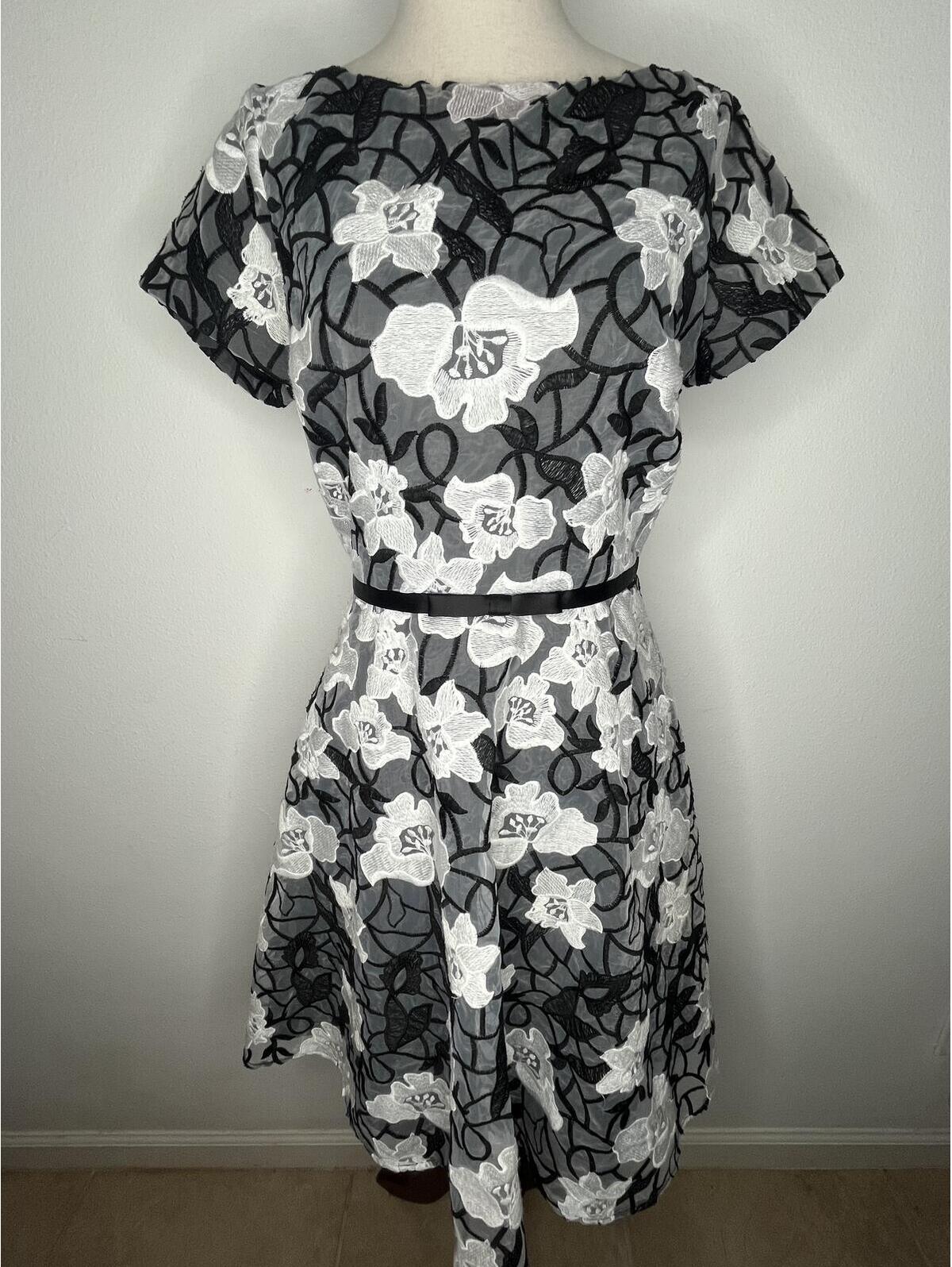 Nwt Erin Fetherston Women's Ivory/Black Floral Dress Size 6